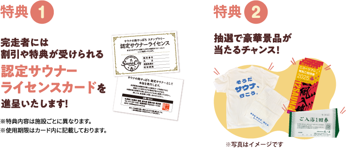 特典１ 認定ライセンスカードを進呈！ 特典２ 抽選で豪華景品が当たるチャンス！